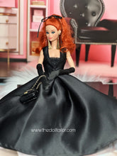 Load image into Gallery viewer, Black satin gown for barbie doll
