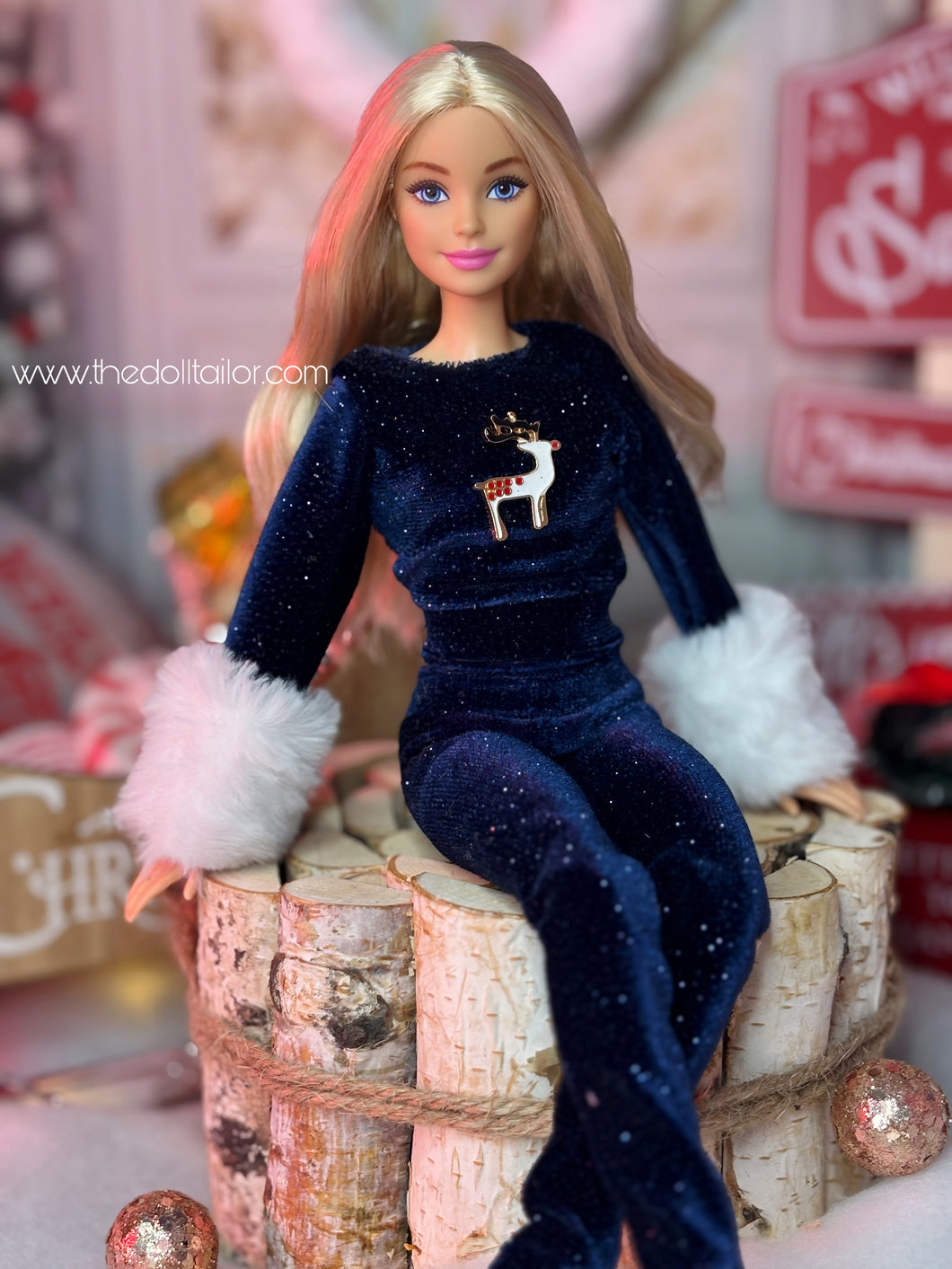 Midnight blue pants and sweater for Barbie dolls Christmas sweater