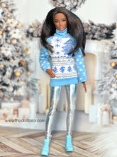 Load image into Gallery viewer, Blue Christmas sweater for barbie
