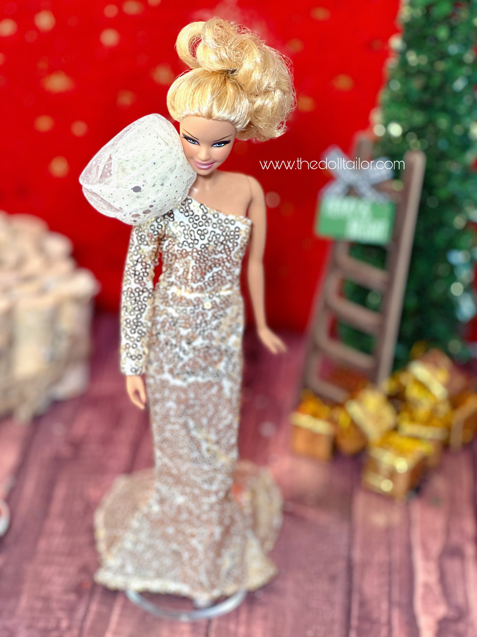 Sequin golden dress for barbie dolls Sequin golden dress for barbie dolls