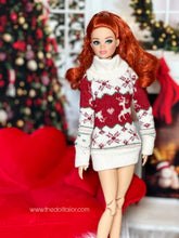 Load image into Gallery viewer, Red Christmas sweater for Barbie doll
