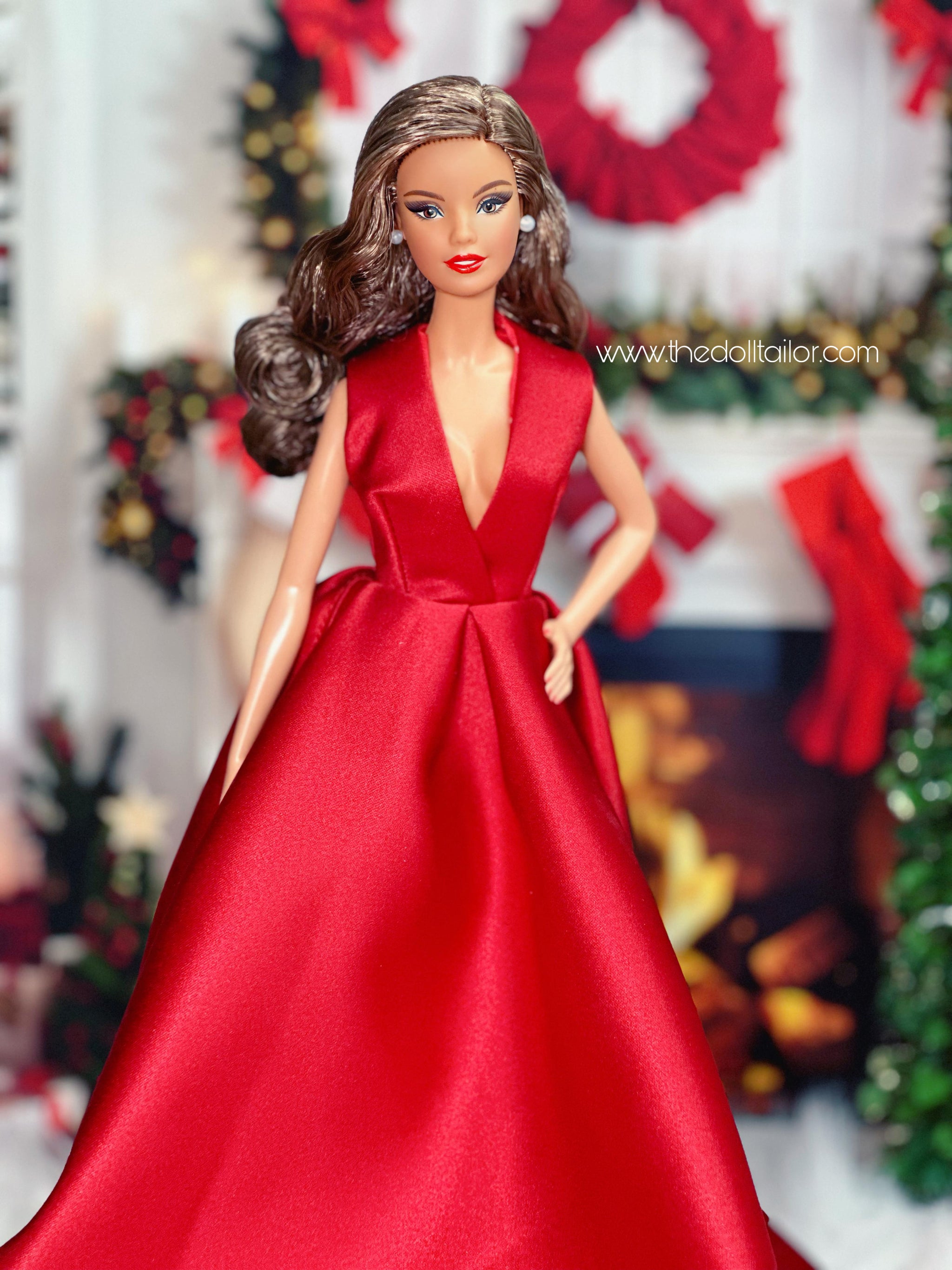 Red gown for barbie doll Christmas dress