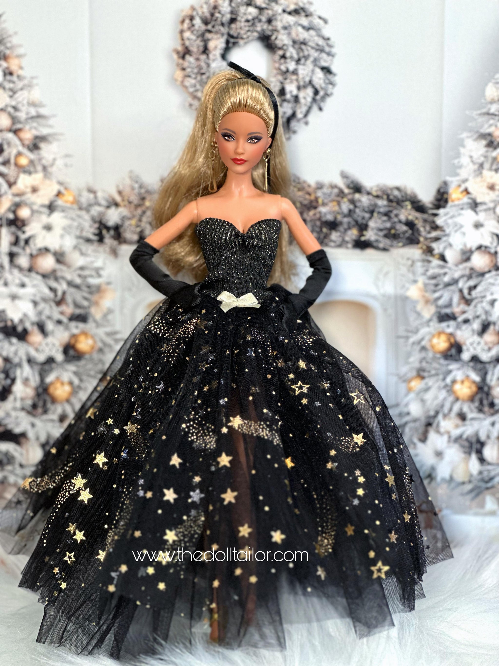 Black wedding dress with gold accents for barbie dolls The Doll Tailor Black wedding dress with gold accents for barbie dolls The Doll Tailor