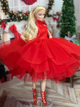 Load image into Gallery viewer, Red tutu dress for barbie dolls Christmas dress
