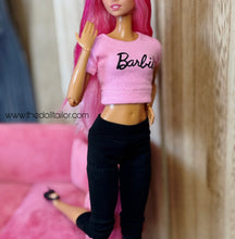 Load image into Gallery viewer, 1/6 Scale Barbie Doll Crop Top with Logo - Pink Barbie T shirt
