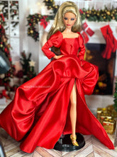 Load image into Gallery viewer, Red gown for Barbie dolls Christmas balloon dress for barbie
