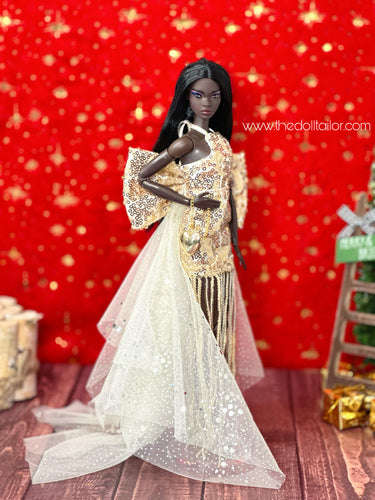 Golden dress for barbie dolls Nye dress