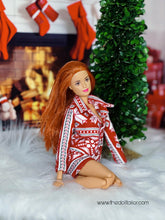 Load image into Gallery viewer, Red flannel pajamas for barbie doll 1/6 scale clothes
