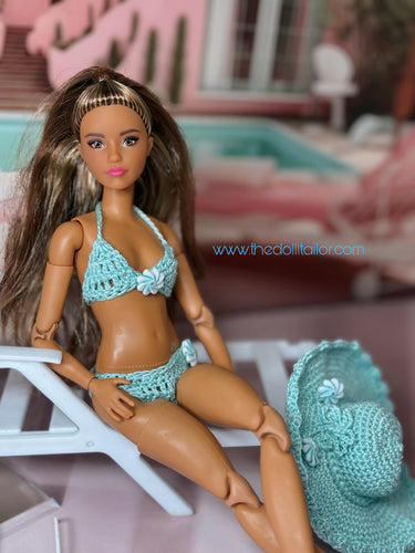 Crochet Bikini for Barbie doll with Sun hat