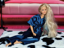 Load image into Gallery viewer, Satin pajamas for barbie doll teal pajamas

