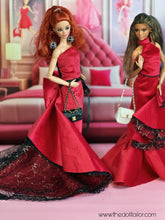 Load image into Gallery viewer, Red wedding dress Ted velvet gown for Barbie doll
