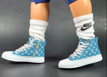 Load image into Gallery viewer, Blue tennis shoes for dolls 16 scale boots for Ken miniature shoes for dolls
