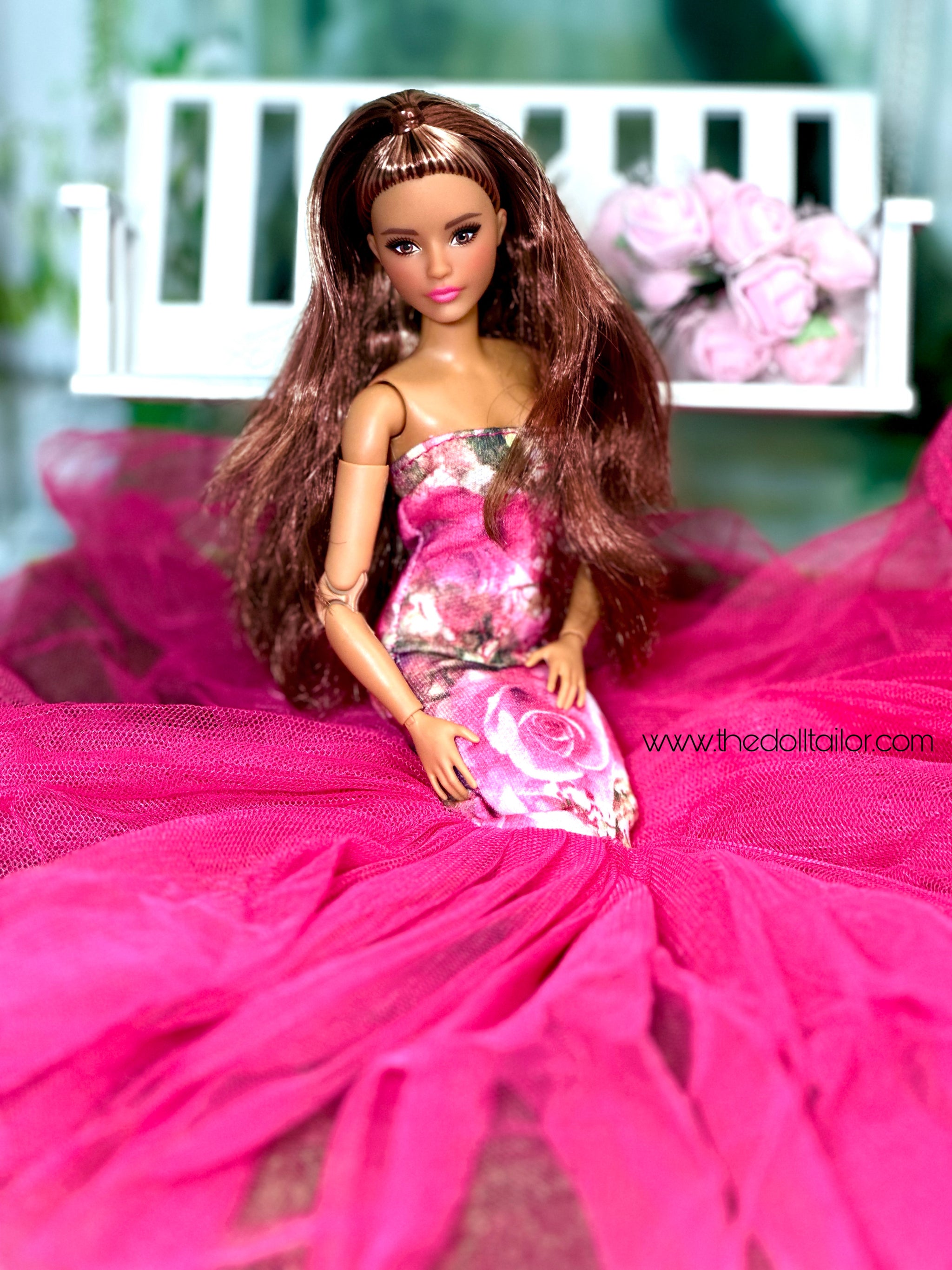 chinese dress ladies Pink mermaid dress wedding dress for Barbie dolls – The Doll Tailor