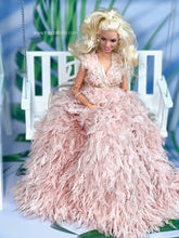 Load image into Gallery viewer, Pink feather dress for barbie doll
