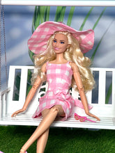 Load image into Gallery viewer, Gingham apron dress with Sun Hat from Barbie The Movie
