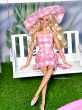 Load image into Gallery viewer, Gingham apron dress with Sun Hat from Barbie The Movie
