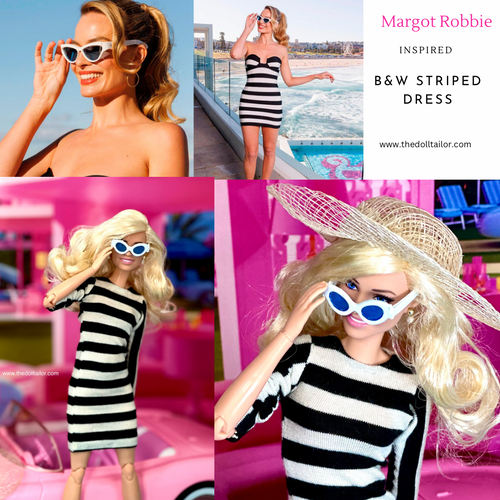 Black and white striped Dress for barbie doll
