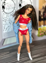 Load image into Gallery viewer, Red sports bra and underwear for Barbie doll
