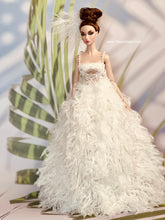 Load image into Gallery viewer, Ivory wedding dress ostrich feathers for barbie doll
