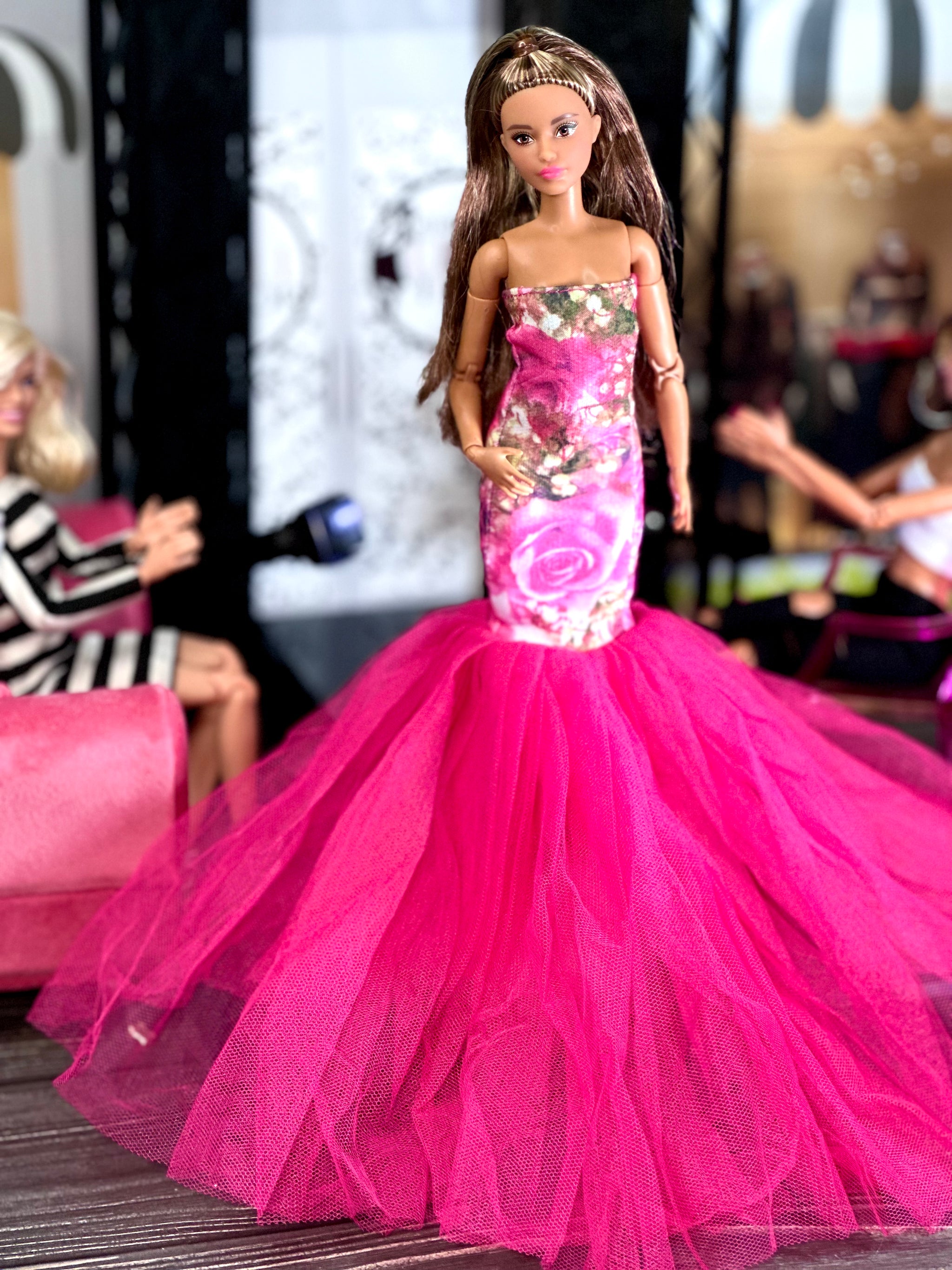Pink mermaid dress wedding dress for Barbie dolls The Doll Tailor