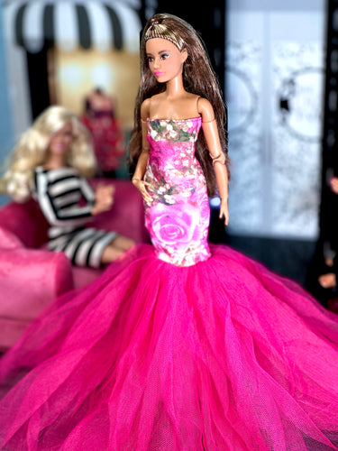 Pink mermaid dress wedding dress for Barbie dolls