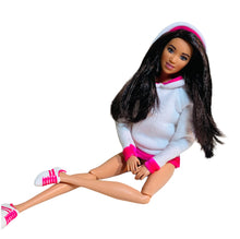 Load image into Gallery viewer, White and pink hoodie for Barbie Doll
