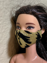 Load image into Gallery viewer, Barbie Doll face Mask Gold and Black
