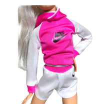 Load image into Gallery viewer, Pink Barbie doll hoodie and shorts
