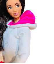 Load image into Gallery viewer, White and pink hoodie for Barbie Doll
