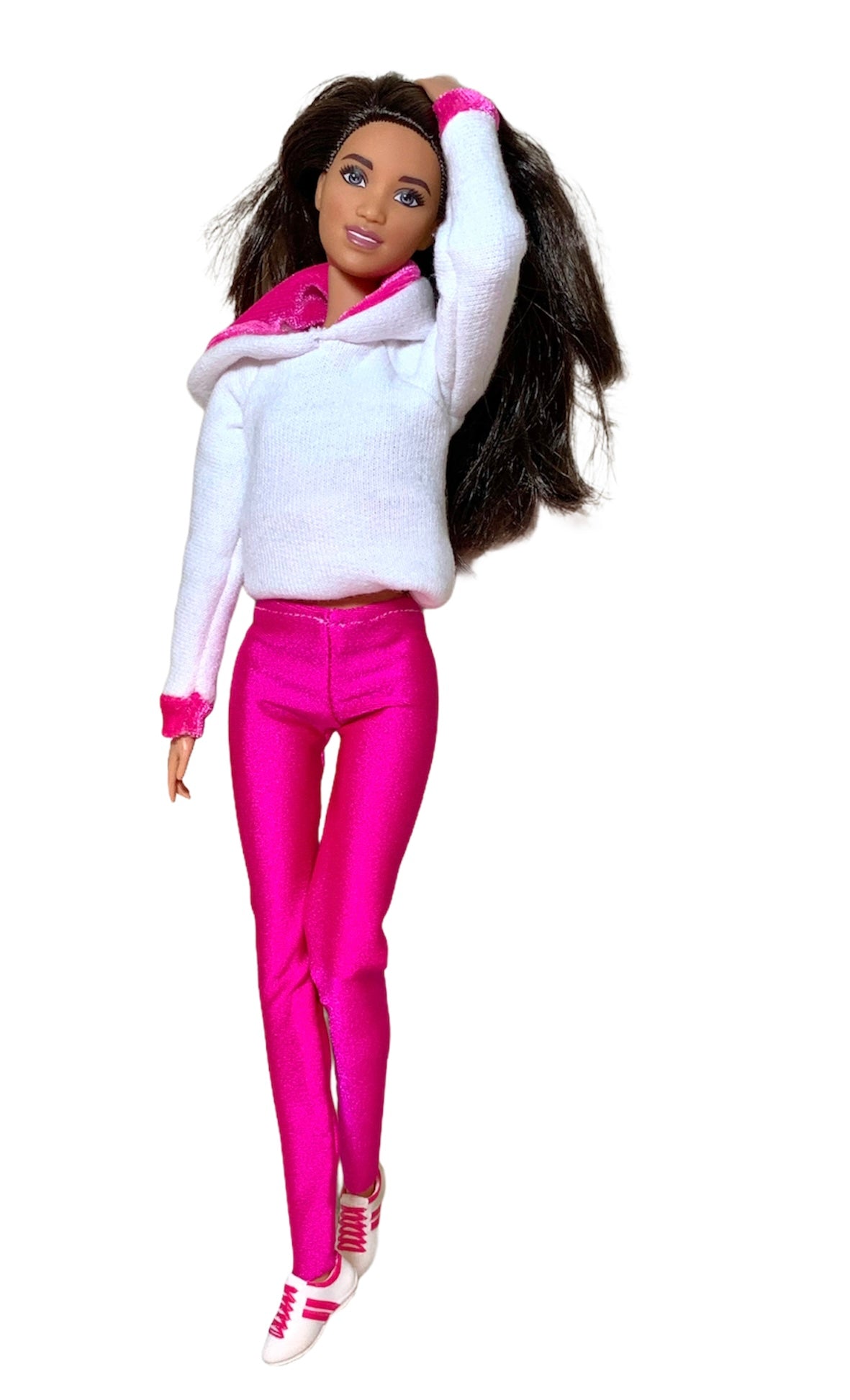 Barbie 2x Hot Pink Pants Capris Leggings Black Waist Pleated