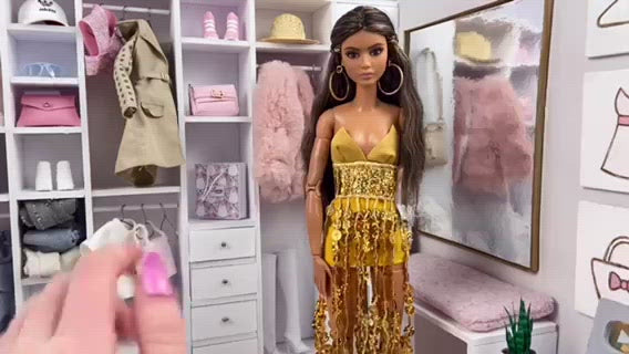 Gold dress for Barbie dolls Cocktail dress