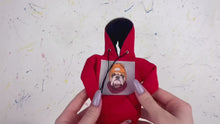 Load and play video in Gallery viewer, Red hoodie for Barbie doll bulldog sweater
