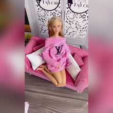 Load and play video in Gallery viewer, Pink sweater for Barbie doll with Logo
