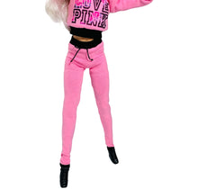 Load image into Gallery viewer, Pink and black hoodie with matching leggings
