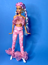 Load image into Gallery viewer, Pink crop top and pink leggings for fashion dolls
