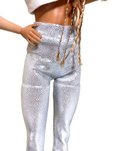 Load image into Gallery viewer, Metallic silver leggings for Barbie doll
