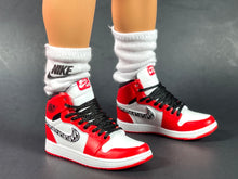 Load image into Gallery viewer, Red tennis shoes for male fashion doll miniature shoes
