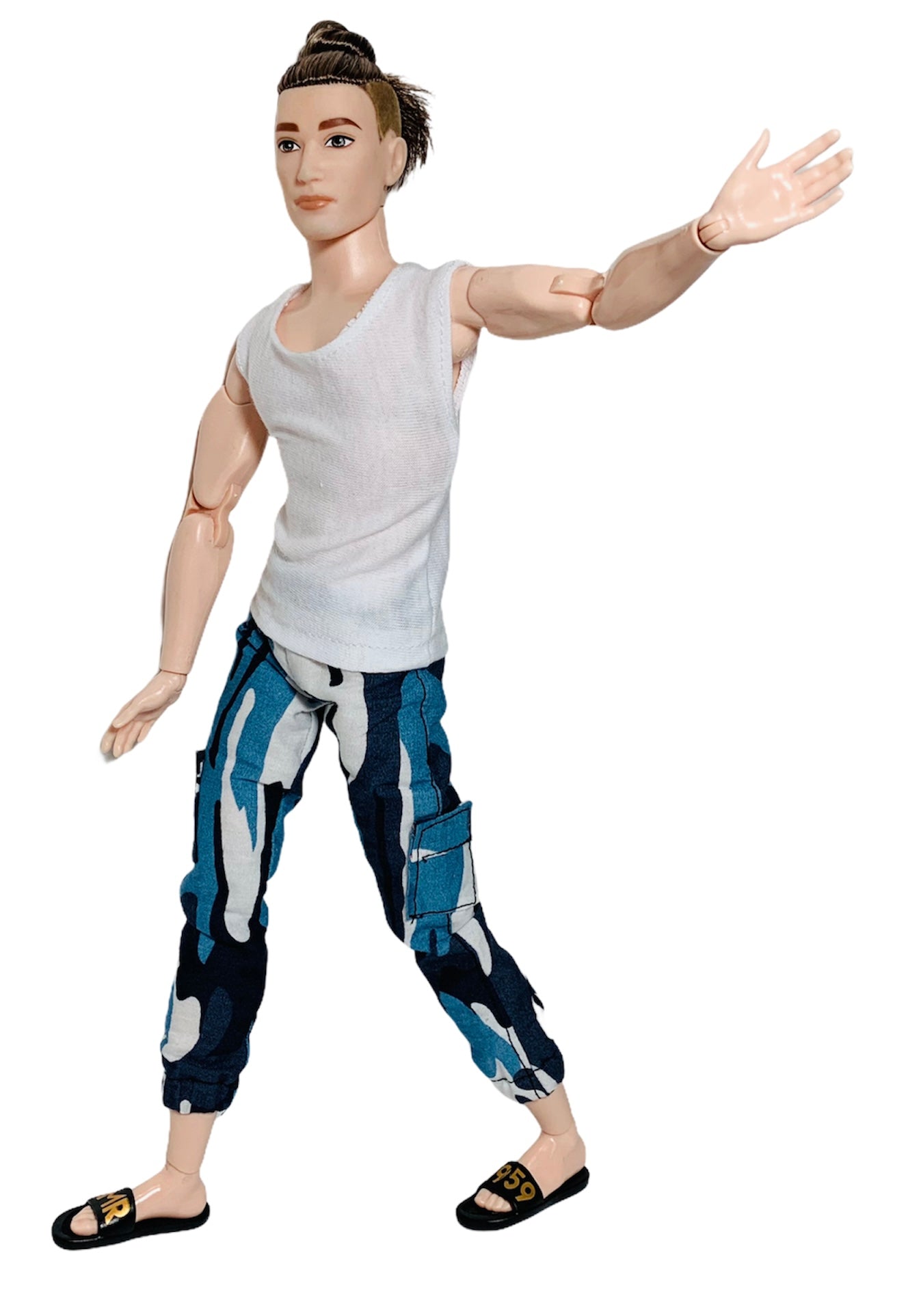 2023 KEN DOLL CLOTHES,FASHION PACK STRIPED TANK TOP, BLACK JEANS, WHITE  SHOES