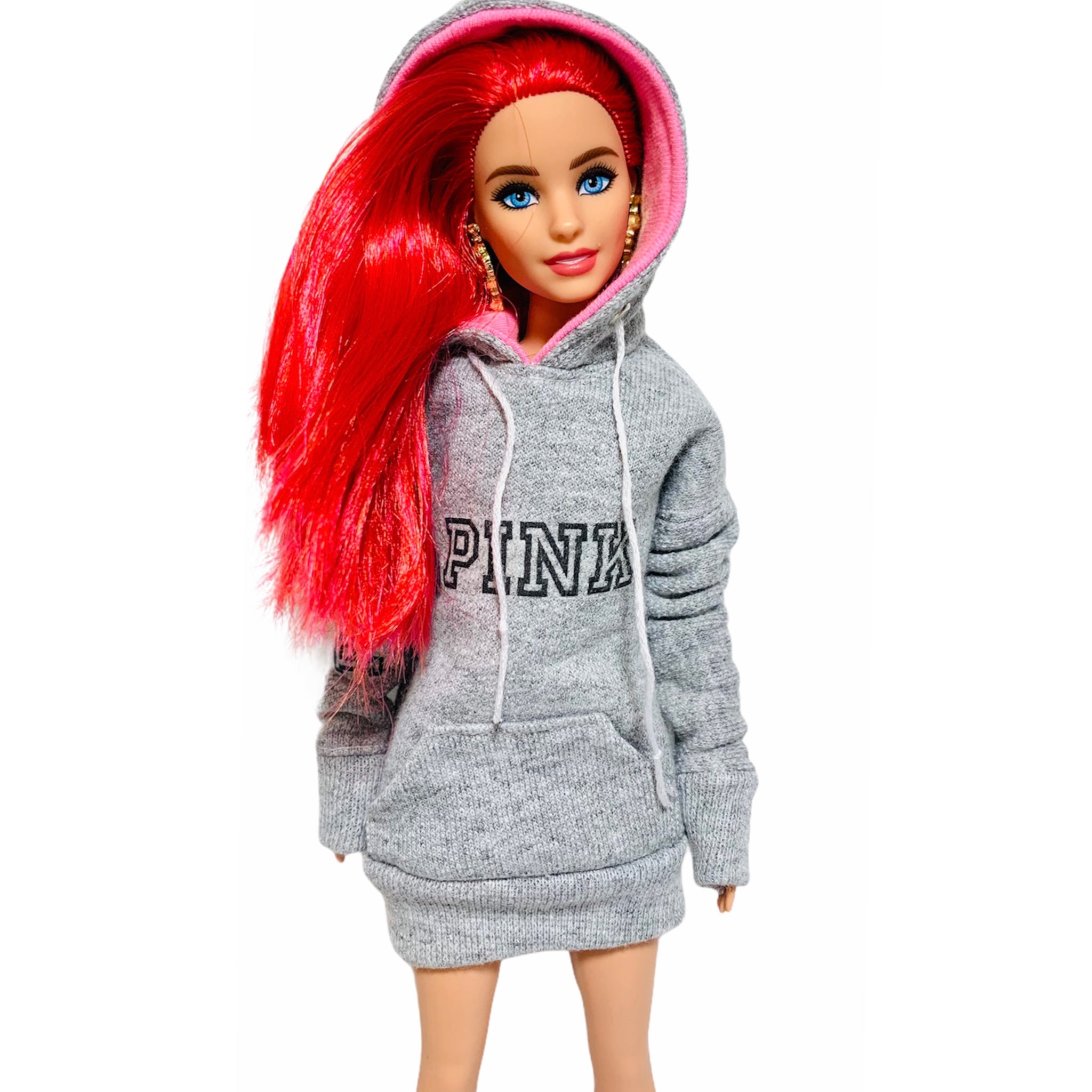 Pink oversized hoodie for Barbie doll The Doll Tailor