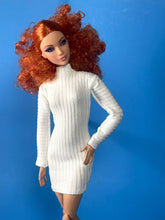 Load image into Gallery viewer, Ivory dress for fashion dolls 1:6 scale ribbed dress
