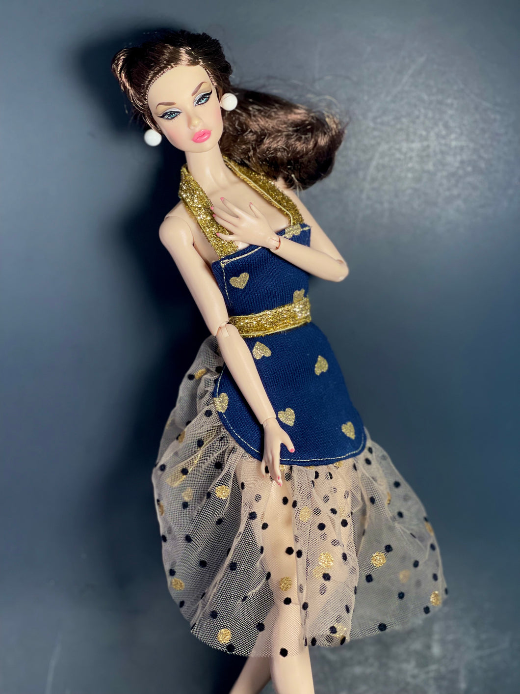 Christmas apron for Barbie doll miniature Apron dress