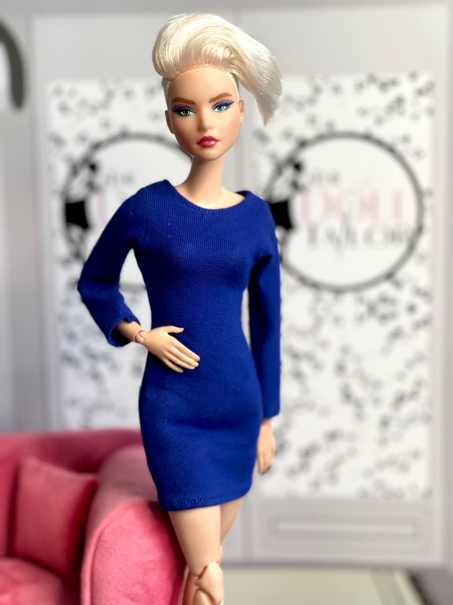 Blue dress for Barbie doll cocktail dress for dolls – The Doll Tailor