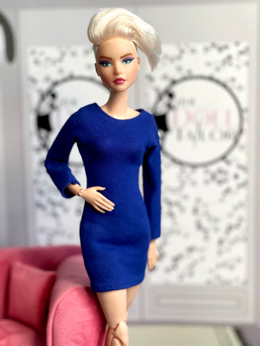 Blue dress for Barbie doll cocktail dress for dolls