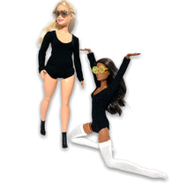 Load image into Gallery viewer, Black leotard with long sleeves for Barbie Doll
