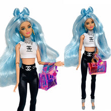 Load image into Gallery viewer, White crop top for Barbie dolls with logo
