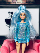 Load image into Gallery viewer, Blue Sequin dress for Barbie doll Party dress for dolls
