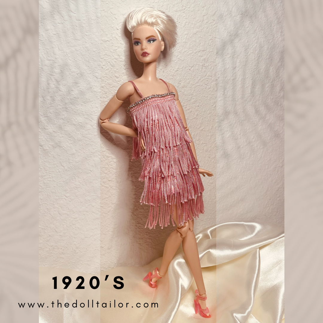 Pink dress for Barbie doll flapper dress