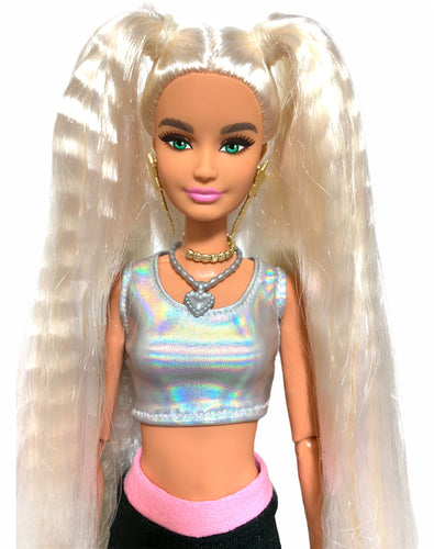 Holographic crop top for Barbie doll