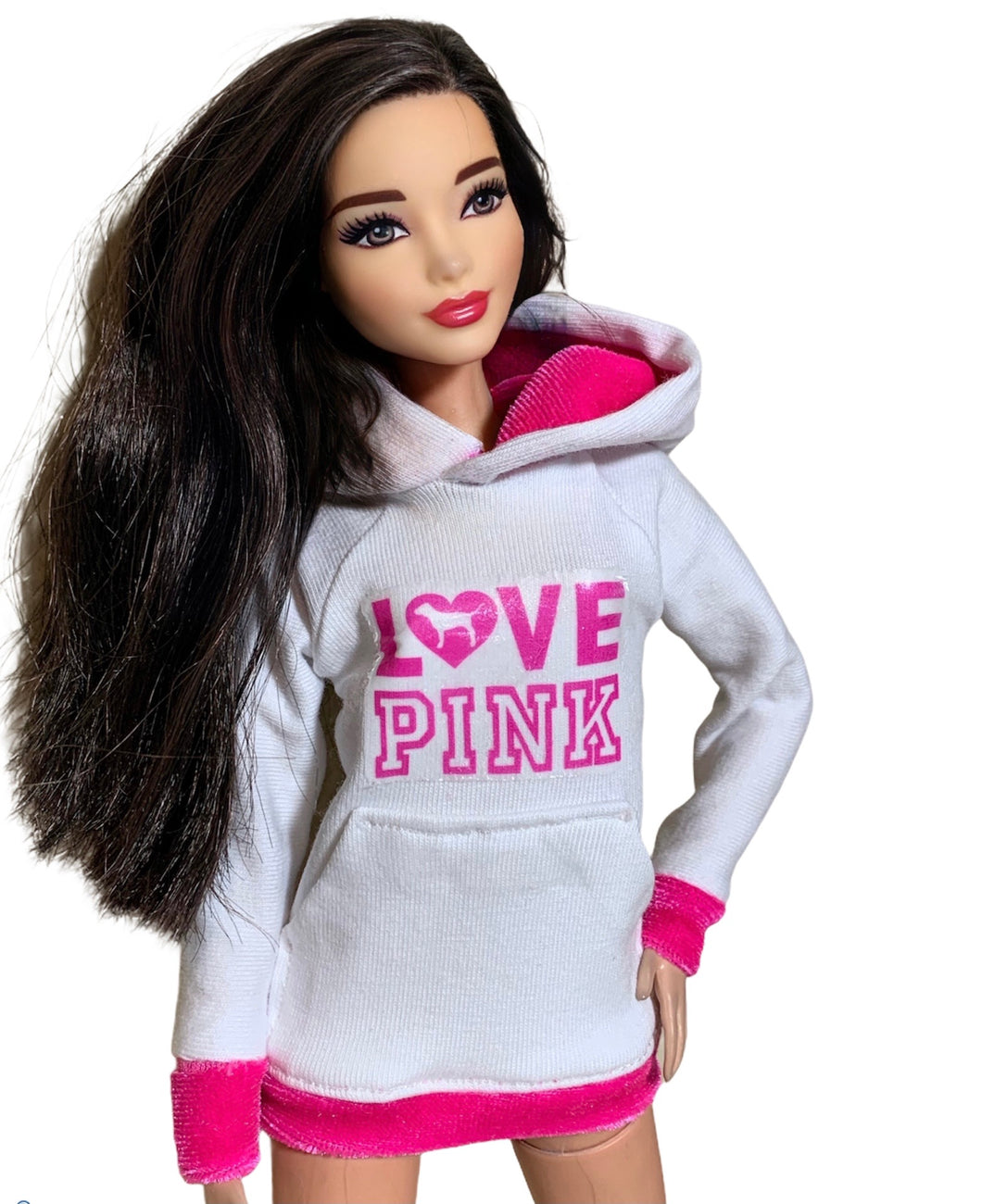 Pink and white Hoodie for Barbie Doll