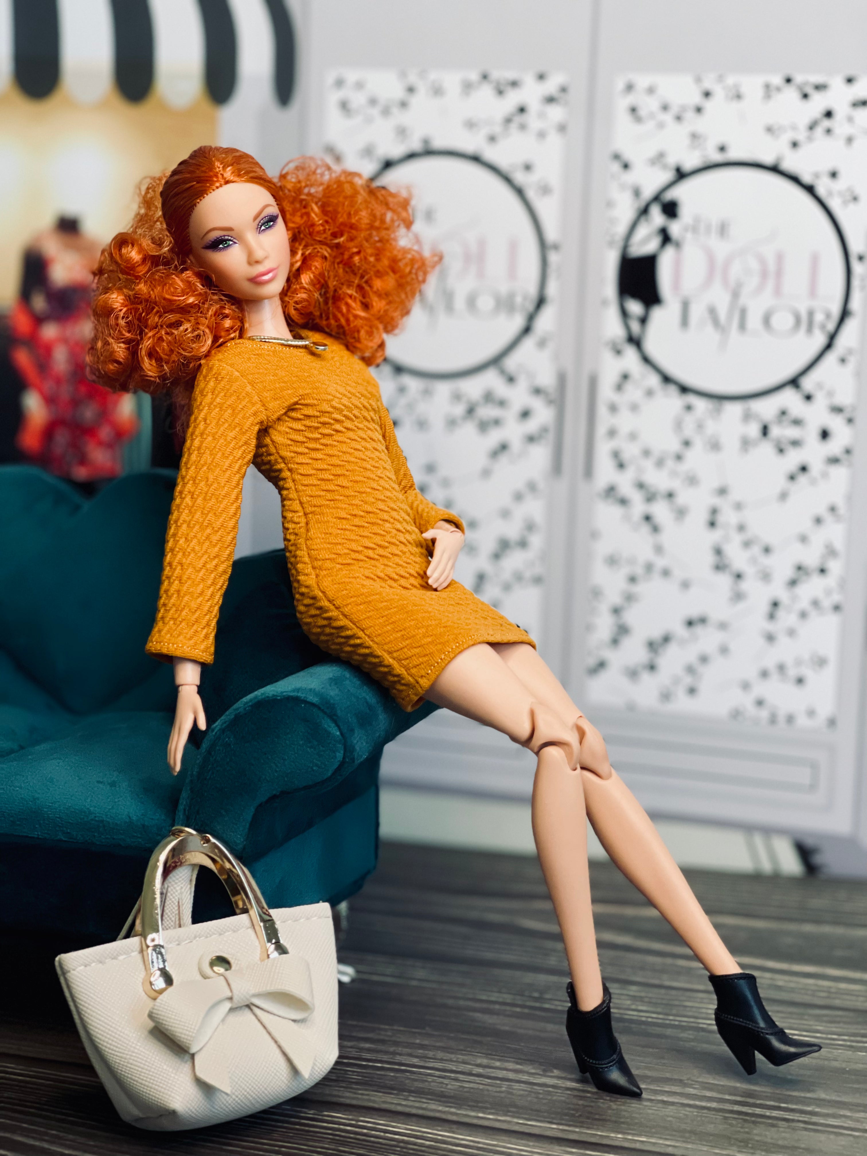 Orange dress for Barbie doll fall dress – The Doll Tailor